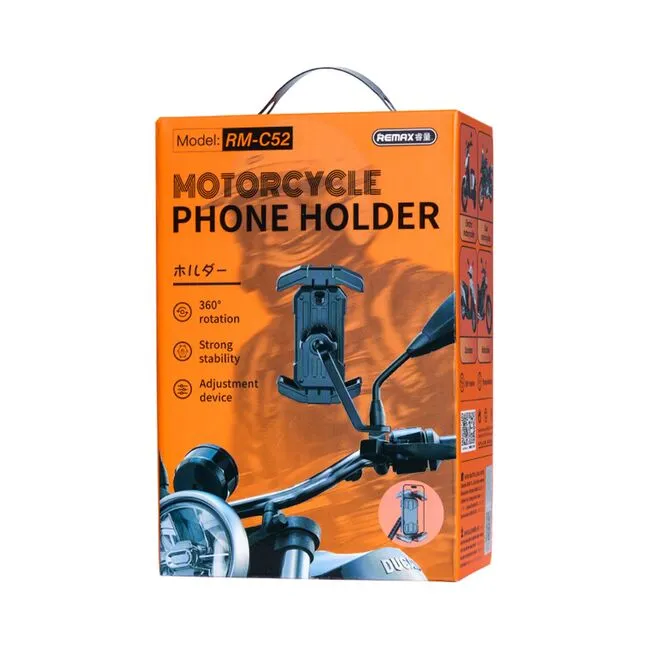 Remax RM-C52 Motorcycle Phone Holder | Universal Bike Mobile Mount with 360° Rotation