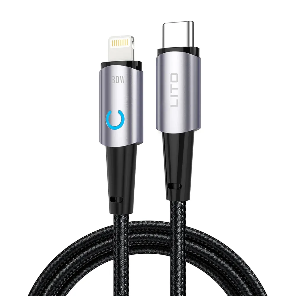 LITO LD10CL 30W USB-C to Lightning Fast Charging Metal Data Cable with LED Light